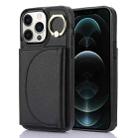 For iPhone 12 Pro Max YM007 Ring Holder Card Bag Skin Feel Phone Case(Black) - 1