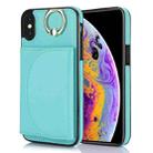 For iPhone X / XS YM007 Ring Holder Card Bag Skin Feel Phone Case(Green) - 1