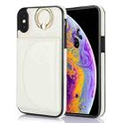 For iPhone X / XS YM007 Ring Holder Card Bag Skin Feel Phone Case(White) - 1