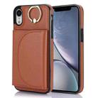 For iPhone XR YM007 Ring Holder Card Bag Skin Feel Phone Case(Brown) - 1