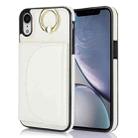 For iPhone XR YM007 Ring Holder Card Bag Skin Feel Phone Case(White) - 1