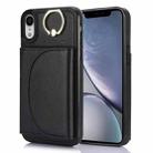 For iPhone XR YM007 Ring Holder Card Bag Skin Feel Phone Case(Black) - 1