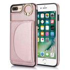 For iPhone 7 Plus / 8 Plus YM007 Ring Holder Card Bag Skin Feel Phone Case(Rose Gold) - 1