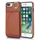 For iPhone 7 Plus / 8 Plus YM007 Ring Holder Card Bag Skin Feel Phone Case(Brown) - 1