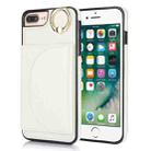 For iPhone 7 Plus / 8 Plus YM007 Ring Holder Card Bag Skin Feel Phone Case(White) - 1