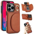 For iPhone 16 Pro Max YM007 Ring Holder Card Bag Skin Feel Phone Case(Brown) - 1