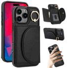 For iPhone 16 Pro YM007 Ring Holder Card Bag Skin Feel Phone Case(Black) - 1