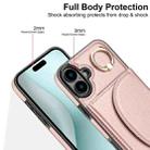 For iPhone 16 Plus YM007 Ring Holder Card Bag Skin Feel Phone Case(Rose Gold) - 3