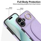 For iPhone 16 Plus YM007 Ring Holder Card Bag Skin Feel Phone Case(Purple) - 3