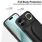 For iPhone 16 Plus YM007 Ring Holder Card Bag Skin Feel Phone Case(Black) - 3