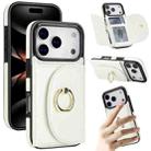 For iPhone 17 Pro Ring Holder Card Bag Skin Feel Phone Case(White) - 1