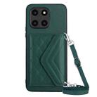 For Honor X6a Rhombic Texture Card Bag RFID Phone Case with Long Lanyard(Green) - 1