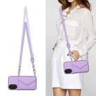 For Honor 200 5G Rhombic Texture Card Bag RFID Phone Case with Long Lanyard(Light Purple) - 2