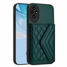 For Honor 200 Pro 5G Rhombic Texture Card Bag RFID Phone Case with Long Lanyard(Green) - 3