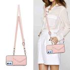 For OPPO F25 Pro 5G India Rhombic Texture Card Bag RFID Phone Case with Long Lanyard(Rose Gold) - 2