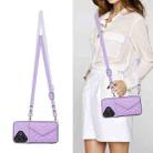 For Redmi Note 13R Pro / 13 4G Rhombic Texture Card Bag RFID Phone Case with Long Lanyard(Light Purple) - 2