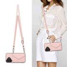 For Redmi Note 13R Pro / 13 4G Rhombic Texture Card Bag RFID Phone Case with Long Lanyard(Rose Gold) - 2