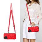 For Redmi Note 13R Pro / 13 4G Rhombic Texture Card Bag RFID Phone Case with Long Lanyard(Red) - 2