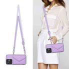 For Redmi Turbo 3 Rhombic Texture Card Bag RFID Phone Case with Long Lanyard(Light Purple) - 2