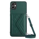 For Samsung Galaxy A05 4G Rhombic Texture Card Bag RFID Phone Case with Long Lanyard(Green) - 1
