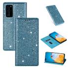 For Huawei P40 Ultrathin Glitter Magnetic Horizontal Flip Leather Case with Holder & Card Slots(Sky Blue) - 1