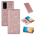 For Huawei P40 Ultrathin Glitter Magnetic Horizontal Flip Leather Case with Holder & Card Slots(Rose Gold) - 1