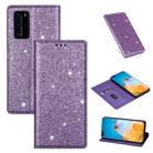 For Huawei P40 Ultrathin Glitter Magnetic Horizontal Flip Leather Case with Holder & Card Slots(Purple) - 1