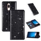 For Huawei Mate 10 Lite Ultrathin Glitter Magnetic Horizontal Flip Leather Case with Holder & Card Slots(Black) - 1