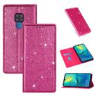 For Huawei Mate 20 Ultrathin Glitter Magnetic Horizontal Flip Leather Case with Holder & Card Slots(Rose Red) - 1