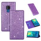 For Huawei Mate 20 Ultrathin Glitter Magnetic Horizontal Flip Leather Case with Holder & Card Slots(Purple) - 1