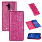 For Huawei Mate 20 Lite Ultrathin Glitter Magnetic Horizontal Flip Leather Case with Holder & Card Slots(Rose Red) - 1