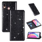 For Huawei P20 Lite Ultrathin Glitter Magnetic Horizontal Flip Leather Case with Holder & Card Slots(Black) - 1