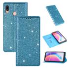 For Huawei P20 Lite Ultrathin Glitter Magnetic Horizontal Flip Leather Case with Holder & Card Slots(Sky Blue) - 1