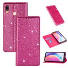 For Huawei P20 Lite Ultrathin Glitter Magnetic Horizontal Flip Leather Case with Holder & Card Slots(Rose Red) - 1