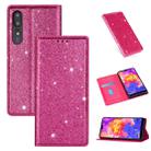 For Huawei P30 Ultrathin Glitter Magnetic Horizontal Flip Leather Case with Holder & Card Slots(Rose Red) - 1