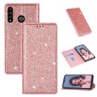 For Huawei P30 Lite Ultrathin Glitter Magnetic Horizontal Flip Leather Case with Holder & Card Slots(Rose Gold) - 1