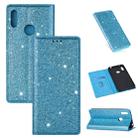 For Huawei Y7 (2019) Ultrathin Glitter Magnetic Horizontal Flip Leather Case with Holder & Card Slots(Sky Blue) - 1