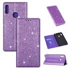 For Huawei Y7 (2019) Ultrathin Glitter Magnetic Horizontal Flip Leather Case with Holder & Card Slots(Purple) - 1