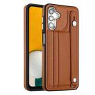 For Samsung Galaxy A05s Shockproof Leather Phone Case with Wrist Strap(Brown) - 1