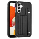 For Samsung Galaxy A15 Shockproof Leather Phone Case with Wrist Strap(Black) - 1