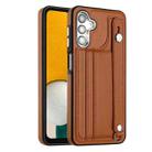 For Samsung Galaxy A24 4G Shockproof Leather Phone Case with Wrist Strap(Brown) - 1