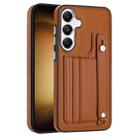 For Samsung Galaxy S24 5G Shockproof Leather Phone Case with Wrist Strap(Brown) - 1
