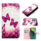 For Xiaomi Redmi Note 13 Pro 5G Global 3D Painting Horizontal Flip Leather Phone Case(Rose Butterfly) - 1