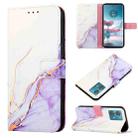 For Motorola Edge 40 Neo PT003 Marble Pattern Flip Leather Phone Case(White Purple) - 1