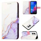 For Motorola Moto G Play 4G 2024 PT003 Marble Pattern Flip Leather Phone Case(White Purple) - 1