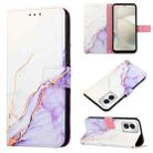 For Motorola Moto G Power 5G 2024 PT003 Marble Pattern Flip Leather Phone Case(White Purple) - 1