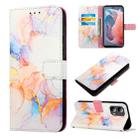 For Motorola Moto G Play 5G 2024 PT003 Marble Pattern Flip Leather Phone Case(Galaxy Marble White) - 1