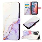 For Motorola Moto G Play 5G 2024 PT003 Marble Pattern Flip Leather Phone Case(White Purple) - 1