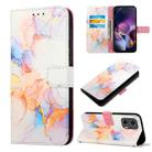 For Motorola Moto G Stylus 5G 2024 PT003 Marble Pattern Flip Leather Phone Case(Galaxy Marble White) - 1