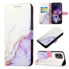 For Motorola Moto G Stylus 5G 2024 PT003 Marble Pattern Flip Leather Phone Case(White Purple) - 1